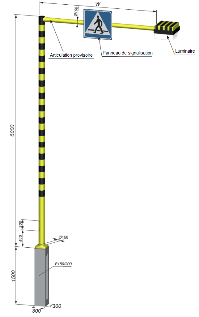mât d’éclairage de passage pour piétons